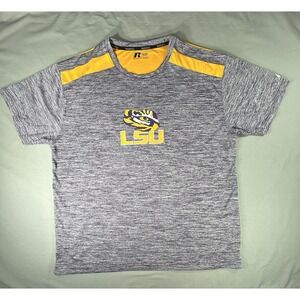 Russell LSU Tigers Short Sleeve Men's Shirt 2XL Has Flaw 2 Holes on back‎